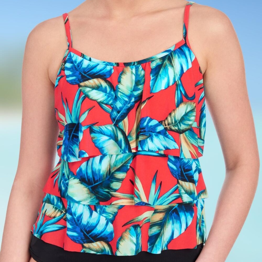 NWT AMERICAN BEACH Palm Leaf Tiered Tankini Top
